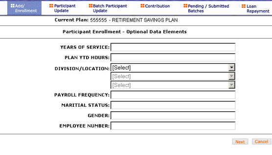 Optional Data Elements