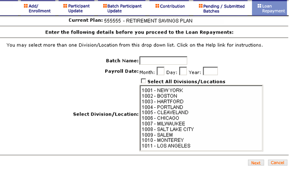 Loan Repayment Screen